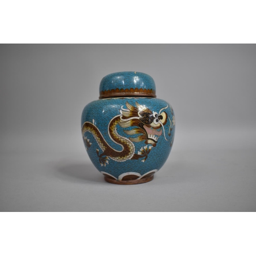 231 - A 20th Century Chinese Cloisonne Ginger Jar and Cover, Decorated five Clawed Dragons Chasing Flaming... 