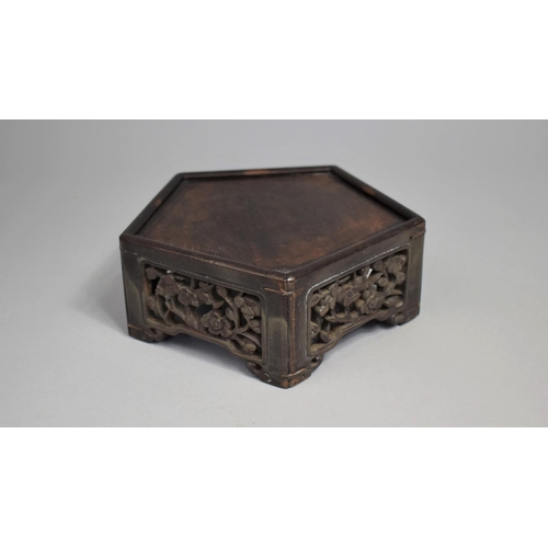 215 - A Late 19th/Early 20th Century Carved and Pierced Vase Stand, Pentagon Form with Carved Floral Panel... 