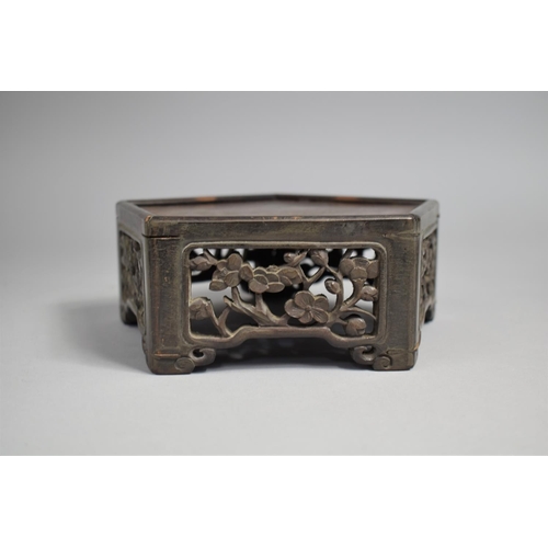 215 - A Late 19th/Early 20th Century Carved and Pierced Vase Stand, Pentagon Form with Carved Floral Panel... 