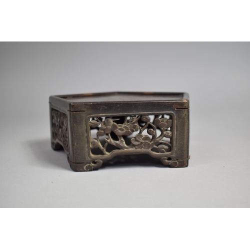 215 - A Late 19th/Early 20th Century Carved and Pierced Vase Stand, Pentagon Form with Carved Floral Panel... 