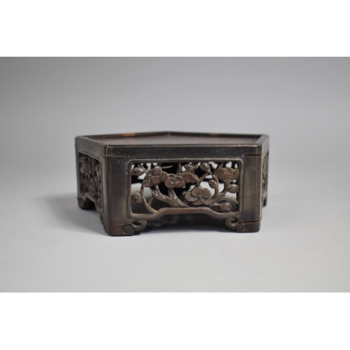 215 - A Late 19th/Early 20th Century Carved and Pierced Vase Stand, Pentagon Form with Carved Floral Panel... 