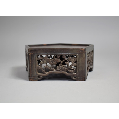 215 - A Late 19th/Early 20th Century Carved and Pierced Vase Stand, Pentagon Form with Carved Floral Panel... 