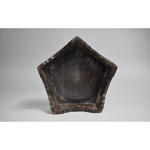 215 - A Late 19th/Early 20th Century Carved and Pierced Vase Stand, Pentagon Form with Carved Floral Panel... 