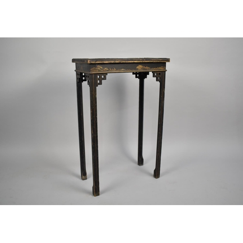 210 - A Late 19th Century Black and Gilt Chinoiserie Occasional Table with Side Pierced Friezes, Worn Cond... 