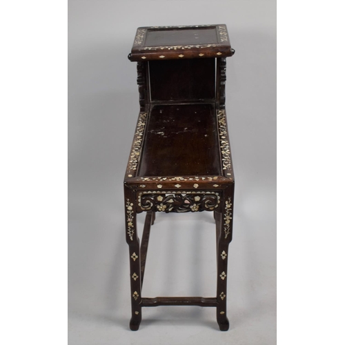 203 - A 19th Century Chinese Hardwood Two Tier Vase Stand/Occasional Table having Inlaid Mother of Pearl I... 