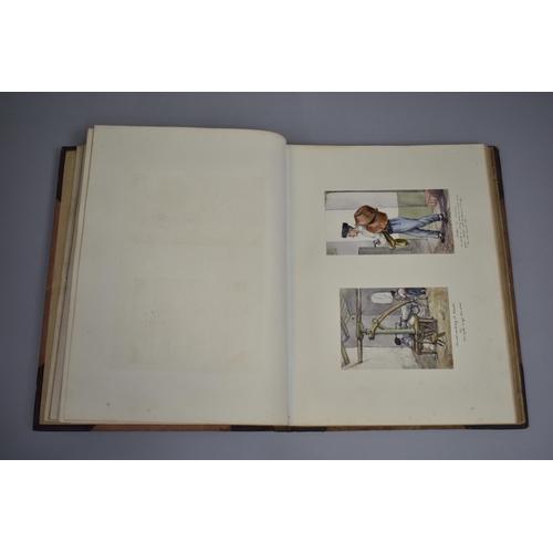 82 - A Leather Bound Album Containing Various Watercolours, Sketches, Clippings, Etchings etc, Paintings ... 