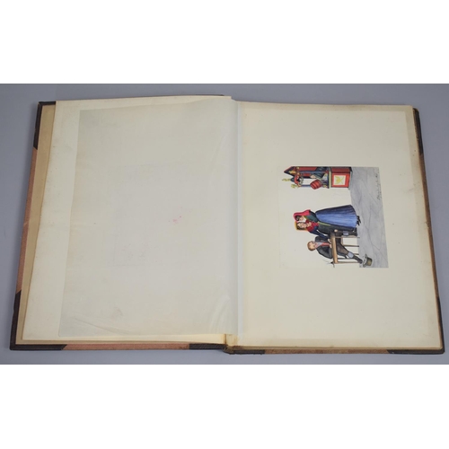 82 - A Leather Bound Album Containing Various Watercolours, Sketches, Clippings, Etchings etc, Paintings ... 