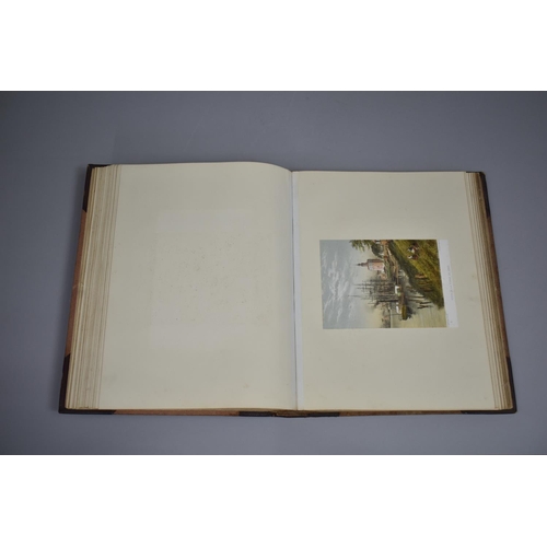 82 - A Leather Bound Album Containing Various Watercolours, Sketches, Clippings, Etchings etc, Paintings ... 