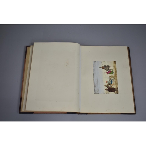 82 - A Leather Bound Album Containing Various Watercolours, Sketches, Clippings, Etchings etc, Paintings ... 