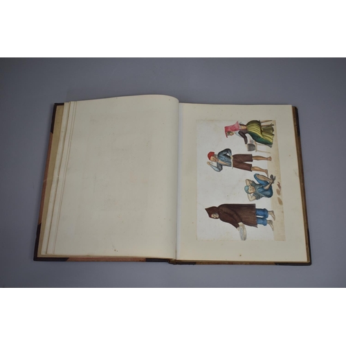 82 - A Leather Bound Album Containing Various Watercolours, Sketches, Clippings, Etchings etc, Paintings ... 