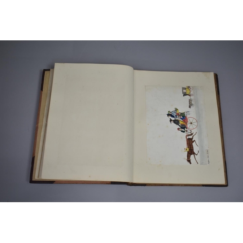 82 - A Leather Bound Album Containing Various Watercolours, Sketches, Clippings, Etchings etc, Paintings ... 