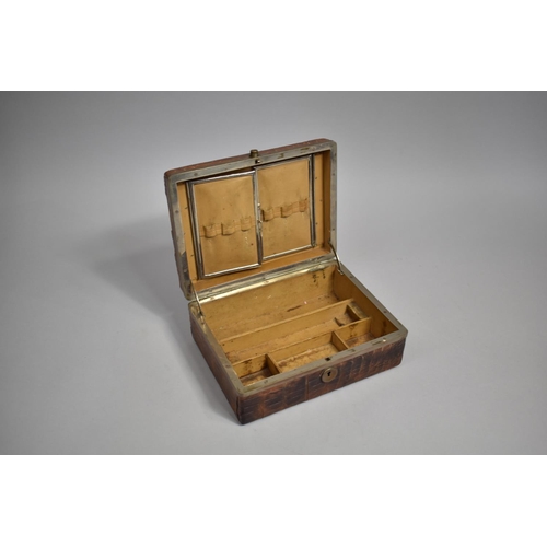 70 - An Early 20th Century Crocodile Skin Travel Case with Fitted Leather Interior, 22x16.5x8.5cms High