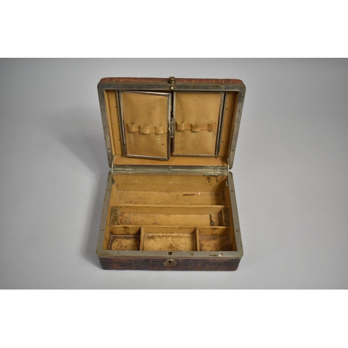 70 - An Early 20th Century Crocodile Skin Travel Case with Fitted Leather Interior, 22x16.5x8.5cms High