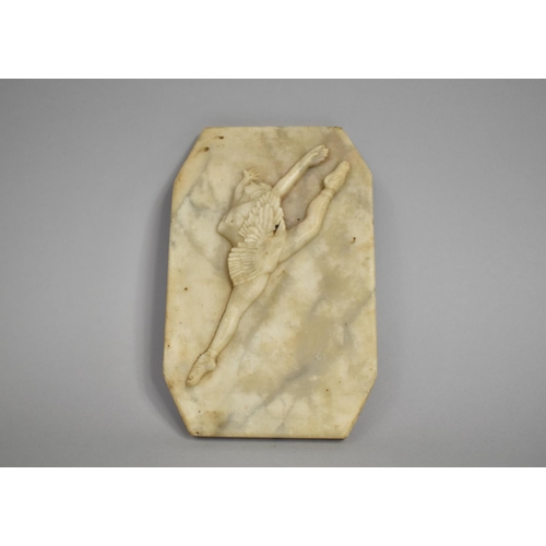 27 - A Small Art Deco Carved Marble Plaque, Ballet Dancer, 13x20.5cms High