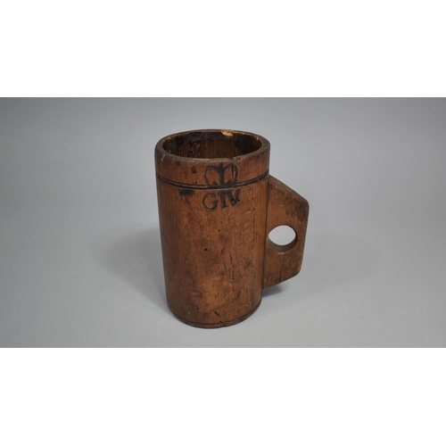 24 - A George IV Beech Wood Salt Measure with Crown George IV Mark, 14.2cms High