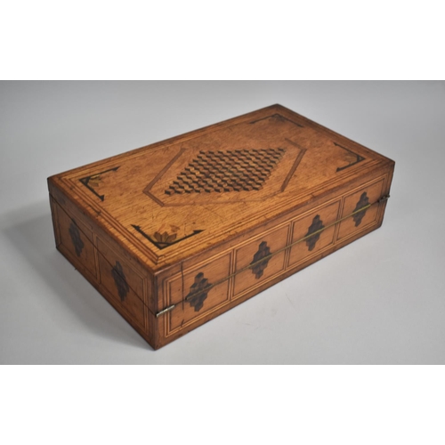 3 - A 19th Century Cube Parquetry Inlaid Writing Slope in the Tunbridge Manner with Fitted Interior and ... 