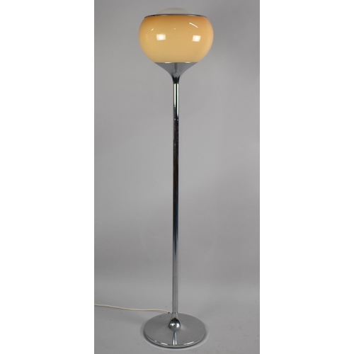 454 - An Italian Tall Uplighter 'Bud Grande' designed by Harvey Guzzini, circa 1968, chrome tulip base wit... 