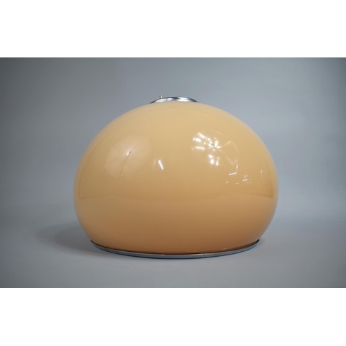 455 - An Italian Pendant Meblo Lamp Designed by Harvey Guzzini, Acrylic Peach Globe Shade.