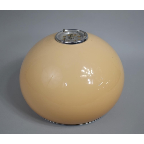 455 - An Italian Pendant Meblo Lamp Designed by Harvey Guzzini, Acrylic Peach Globe Shade.