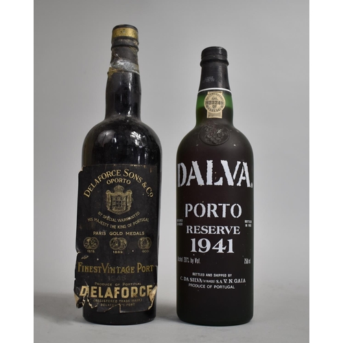 96 - Two Bottles of Port, one Bottle 1945 Delaforce Sons and Co, Oporto Finest Vintage Port and 1941 Dalv... 