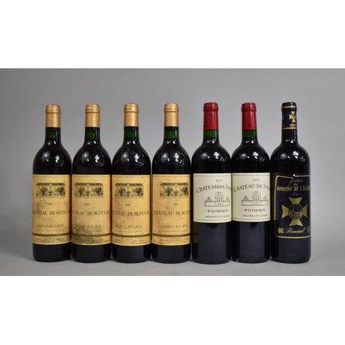 95 - Seven Bottles of Red Wine, Four bottles 1994 Chateau Hortevie Saint-Julien, two bottles 2011 Chateau... 