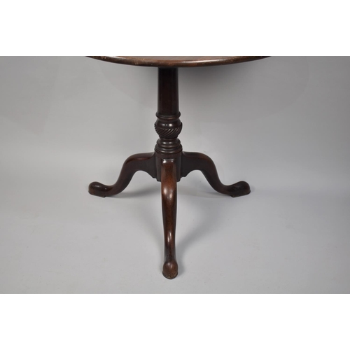 468 - A 19th Century Mahogany Snap Top Tripod Table with Circular Top on Half Wrythen Support Raised on Go... 