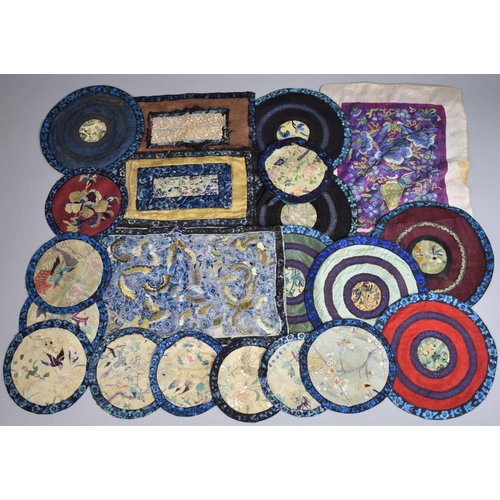 254 - A Collection of Early Chinese Silk Panels and Roundels with Various Embroidered Decoration