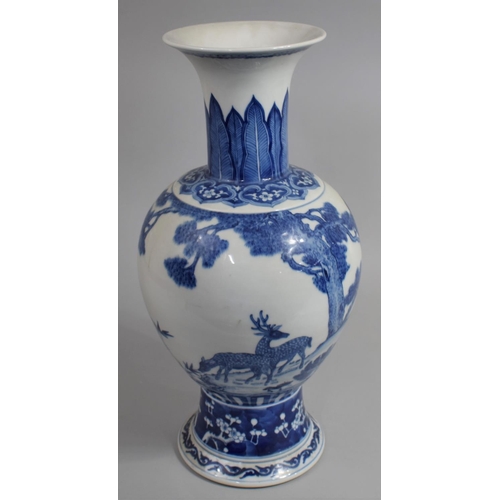 266 - A Chinese Blue and White Vase Decorated with Deer and Prunus Band Trim, Six Character Mark to Base, ... 