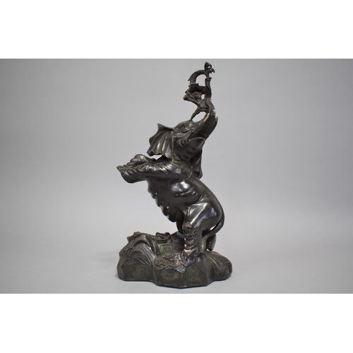 241 - A 20th Century Chinese Cast Bronze Model of a Rearing Elephant, 31cm high