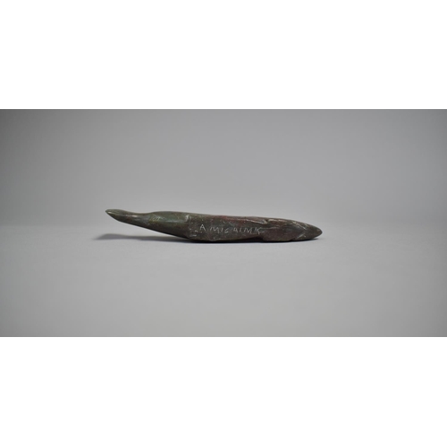 69 - An Inuit Carved Hardstone Study of a Salmon, the Carved Stone of Green Colouration with Red Flecked ... 