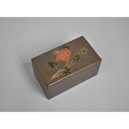 221 - A Japanese Meiji Period Lacquer Box Finely Decorated in Gilt with Fans, the Interior with Russet Gil... 