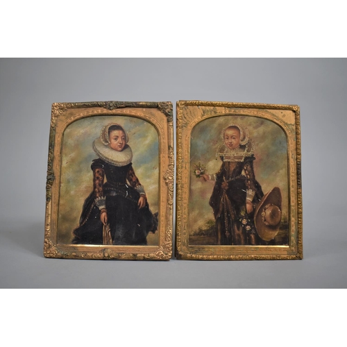 100 - Two 16th Century Portrait Miniatures of Young Girls, Oil on Copper and Both in Gilt Frames, Each 11c... 