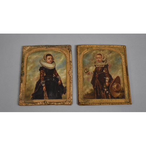 100 - Two 16th Century Portrait Miniatures of Young Girls, Oil on Copper and Both in Gilt Frames, Each 11c... 