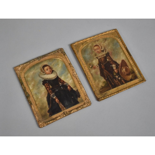 100 - Two 16th Century Portrait Miniatures of Young Girls, Oil on Copper and Both in Gilt Frames, Each 11c... 