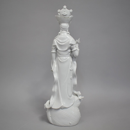 259 - A 20th Century Chinese Porcelain Blanc De Chine Study of Guanyin Depicted Standing Upon Fish, 40cm h... 