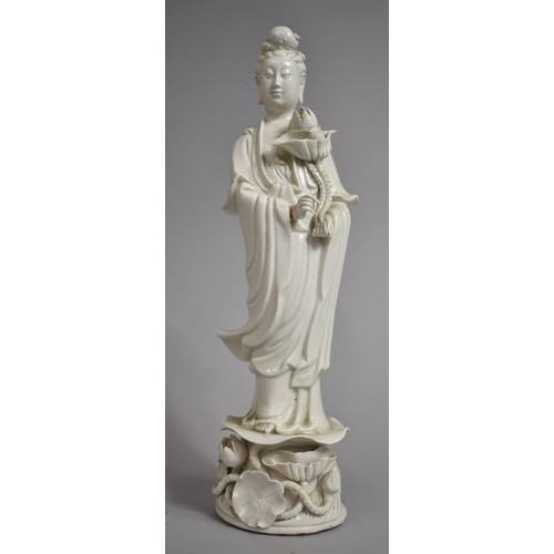 258 - A Chinese Blanc de Chine Figure of Standing Guanyin, condition issues