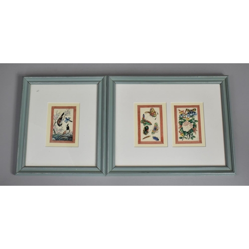 252 - Three Chinese Rectangular Pith Paintings, Single Glazed Frame and Dual Frame (Unglazed) Depicting Na... 