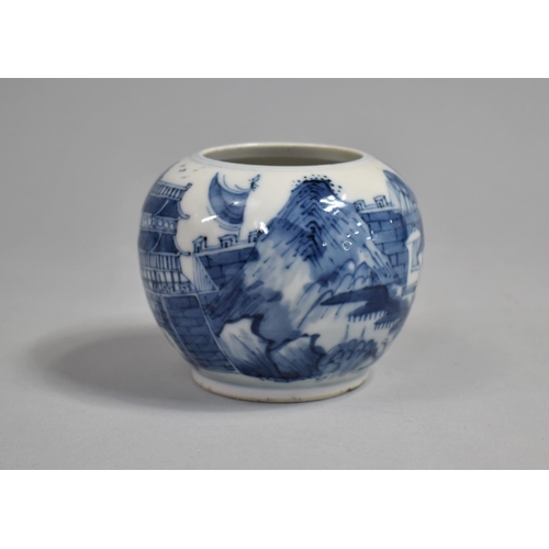 271 - A 19th Century Blue and White Porcelain Chinese Pot of Globular Squat Form decorated with City Walls... 