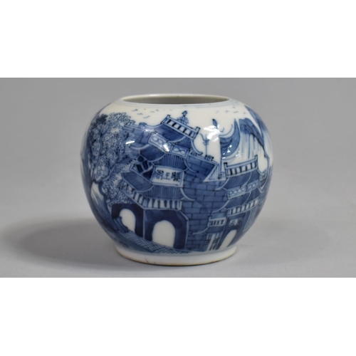 271 - A 19th Century Blue and White Porcelain Chinese Pot of Globular Squat Form decorated with City Walls... 