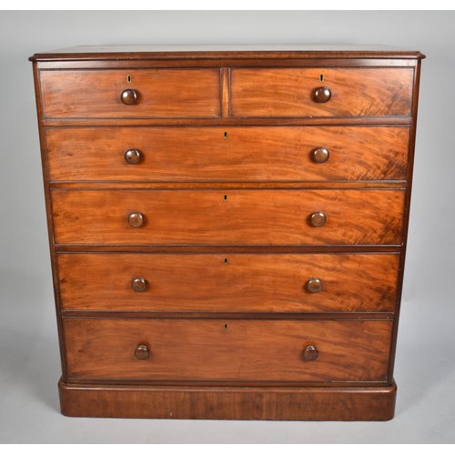 461 - A 19th Century Mahogany Chest of Drawers with a Solid Top over Two Short and Four Long Drawers with ... 