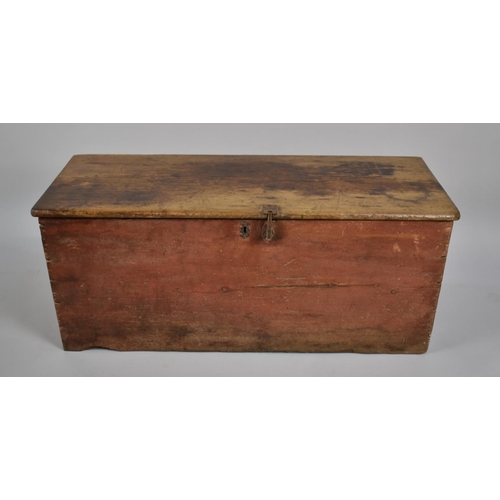 447 - An 18th Century George III Six Plank Pine Box with Original Wooden Hinges and Original Painted Surfa... 