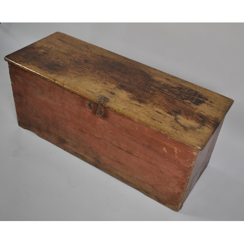 447 - An 18th Century George III Six Plank Pine Box with Original Wooden Hinges and Original Painted Surfa... 