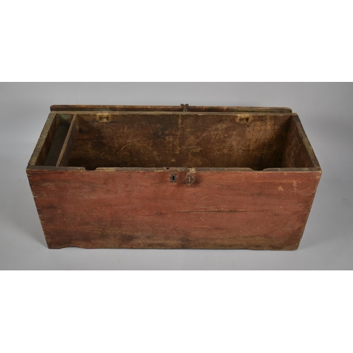 447 - An 18th Century George III Six Plank Pine Box with Original Wooden Hinges and Original Painted Surfa... 