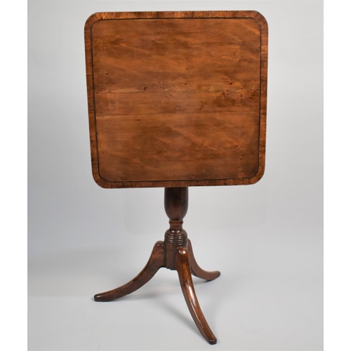 77 - An Early 19th Century George III Yew Wood Tripod Table with a Cross Banded Top over a Turned Column ... 