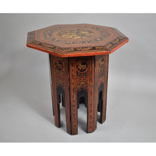 76 - A Late 19th Century Burmese Chai Table with an Octagonal Top and Base an Original Painted Lacquered ... 