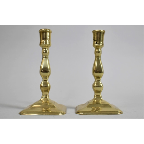 121 - A Pair of Early 18th Century George II Brass Candlesticks, 15cms High