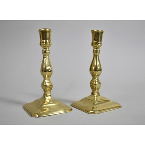 121 - A Pair of Early 18th Century George II Brass Candlesticks, 15cms High