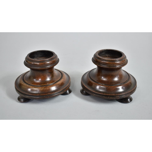 45 - A Pair of 19th Century Regency Rosewood Coasters or Pedestal Stands, 12cms Diameter
