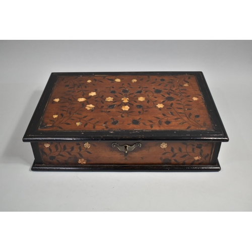 5 - An 18th Century Indo-Portuguese Teak Writing Box with Bone and Hardwood Inlay and Ebonized Mouldings... 