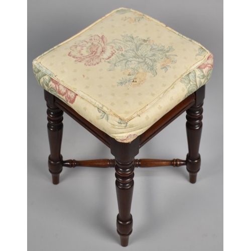 89 - An Early 19th Century George IV Mahogany Stool with an Upholstered Seat over Turned Legs United by a... 